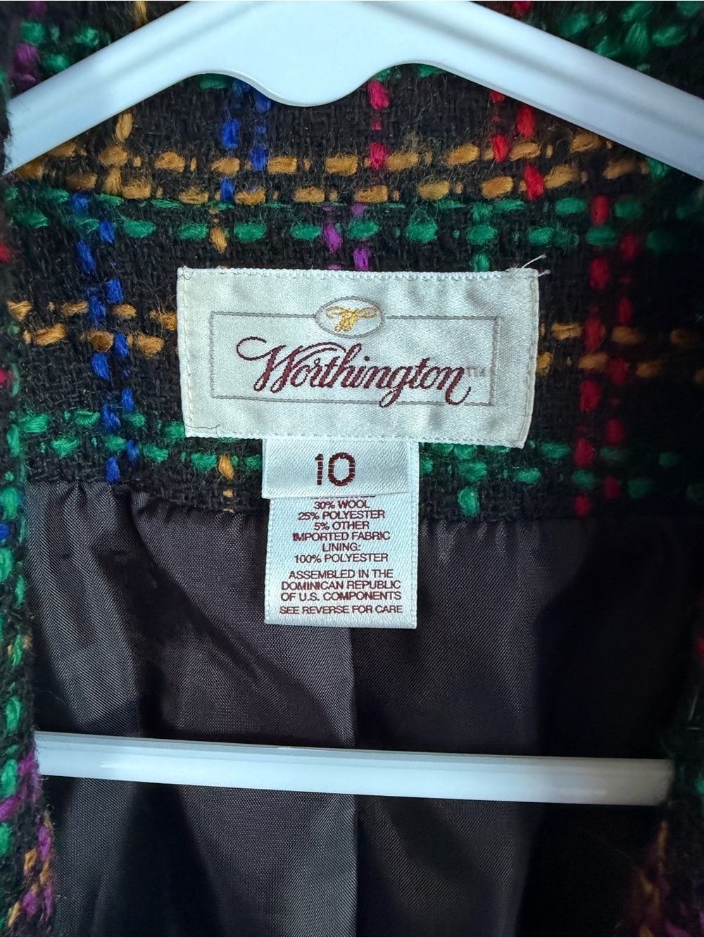 VINTAGE WORTHINGTON RAINBOW TWEED BLAZER - Picture 2 of 4